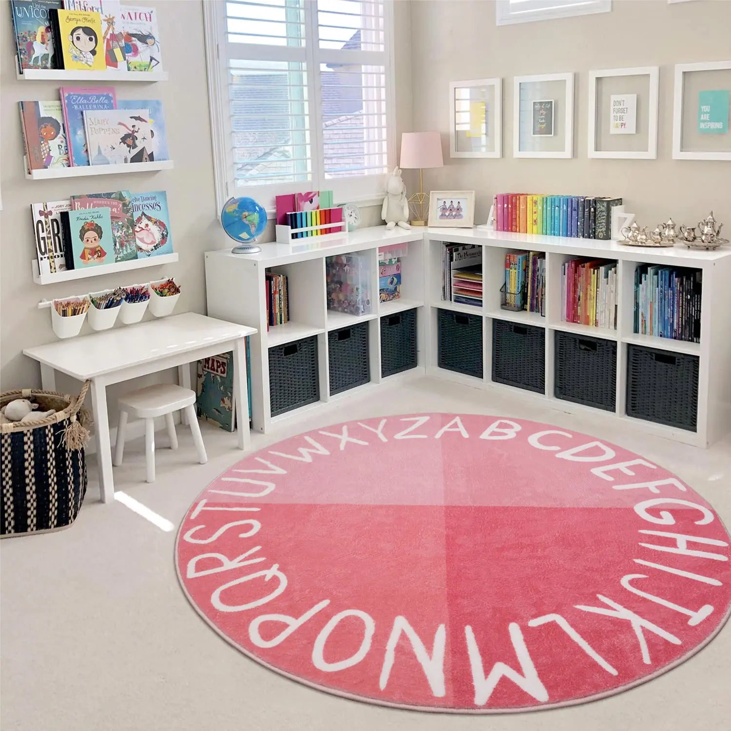 Sugarplum Spaces Soft Round ABC Play Rug – Educational & Non-Slip Kids Room Carpet