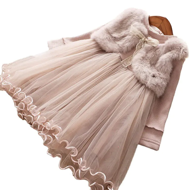 Sugarplum Royal Lace & Fur Princess Dress