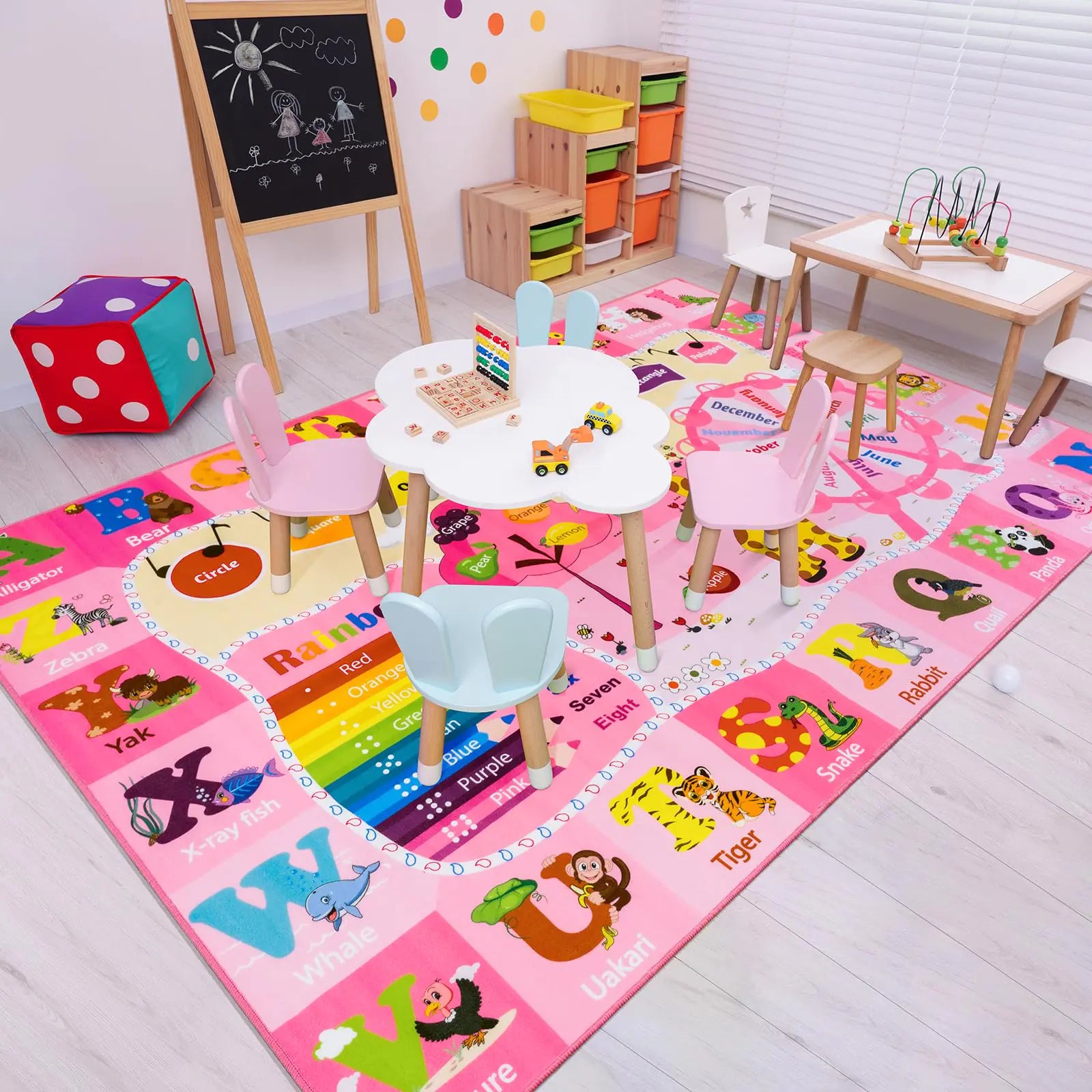 Sugarplum Spaces Kids Learning Rug – 5x7 Pink
