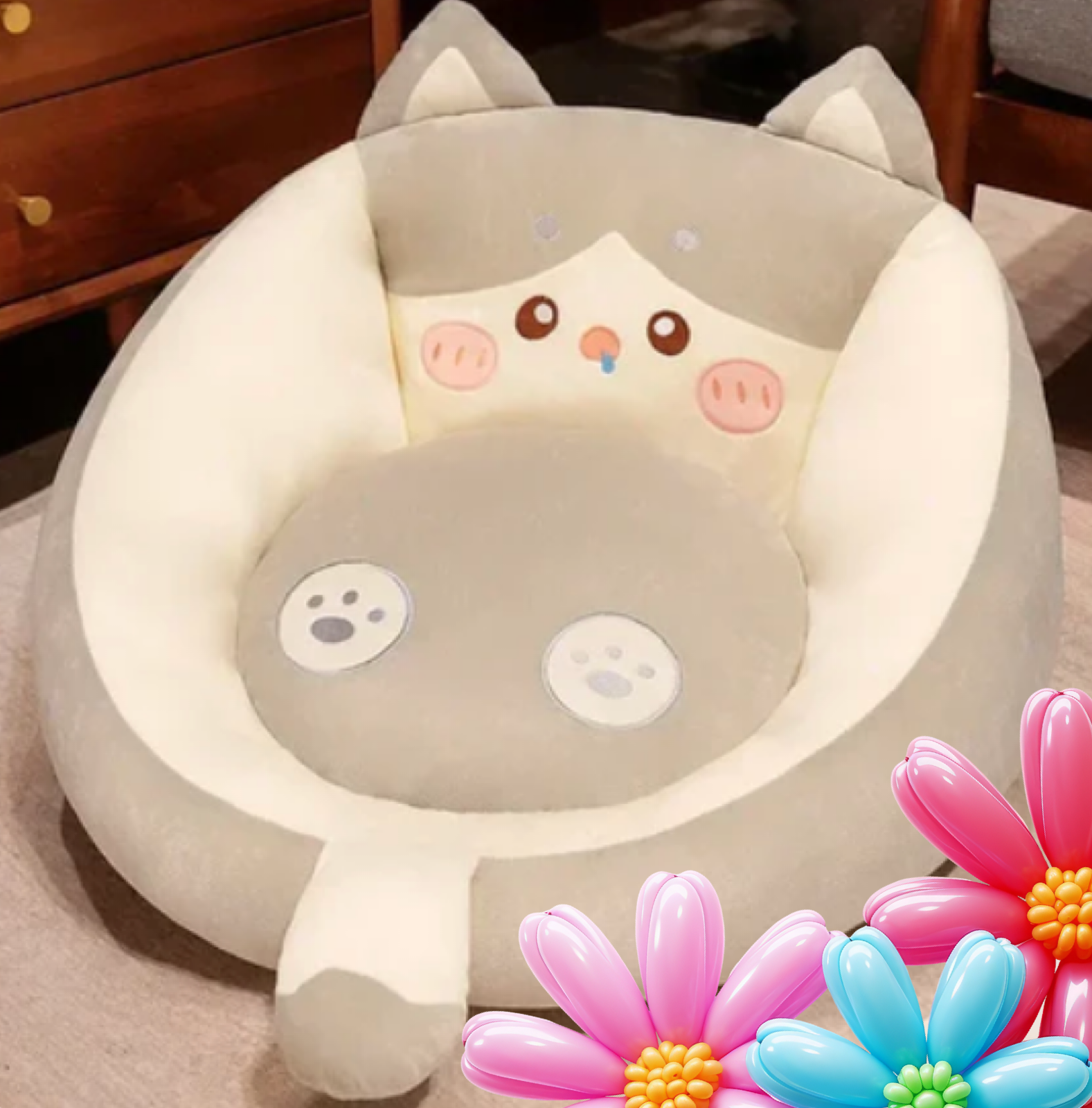 Whisker Lounge – Cute Kitten Lazy Sofa Cushion for Kids & Cozy Corners