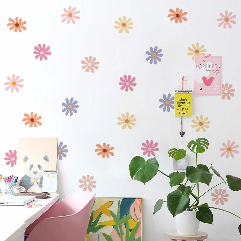 Daisy Floral Wall Stickers – Peel & Stick Nursery & Kids’ Room Decor