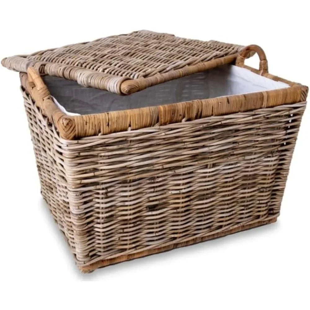 Lift-Off Lid Wicker Storage Basket for Versatile Home Organization and Decor Solutions