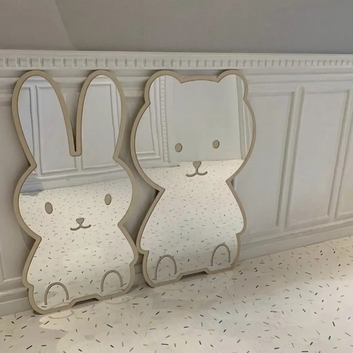 Sugarplum Spaces – Girl’s Bedroom Decorative Bear & Rabbit Acrylic Mirror
