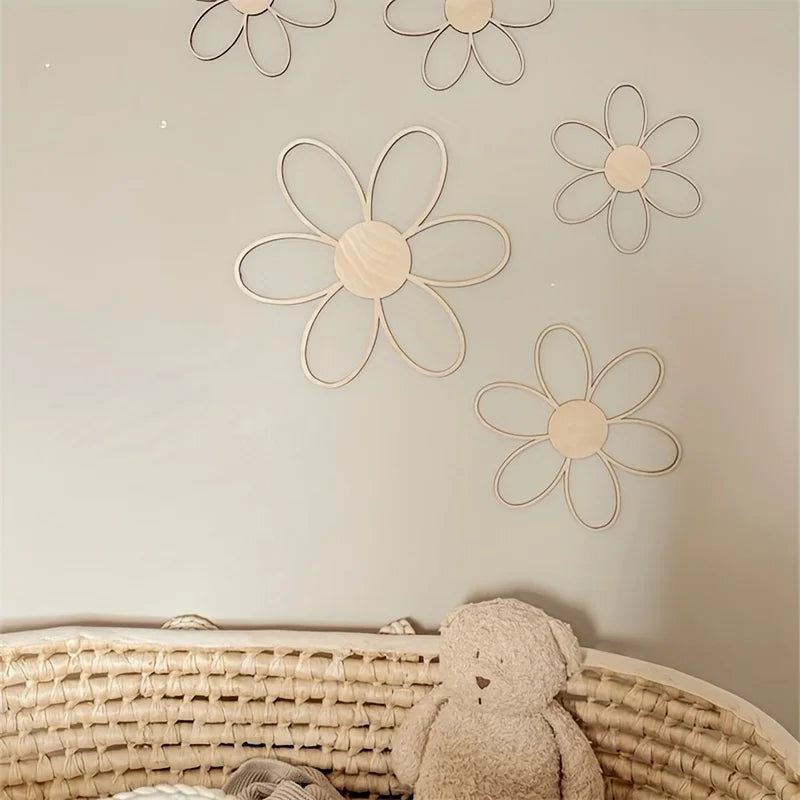 Scandinavian Style Wooden Daisy Wall Décor