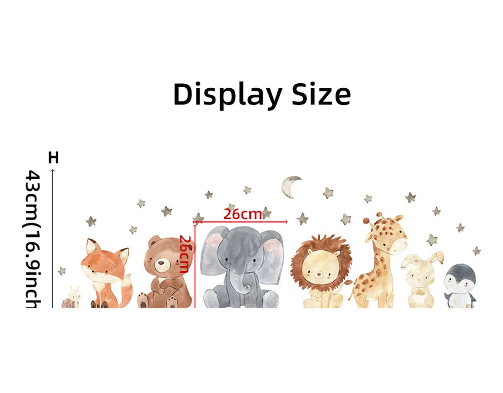 Sugarplum Spaces Watercolor African Animals Wall Stickers – Elephant, Giraffe, Bear & Fox