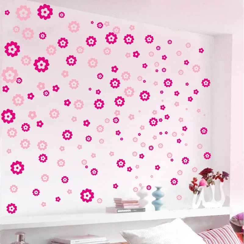 108pcs & 216pcs DIY Flower Wall Stickers – Kids Bedroom, Nursery & Home Décor, Self-Adhesive PVC Decals