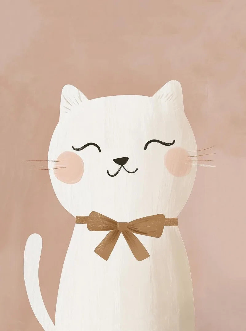 Sugarplum Spaces Nordic Cartoon Cat Canvas Wall Art