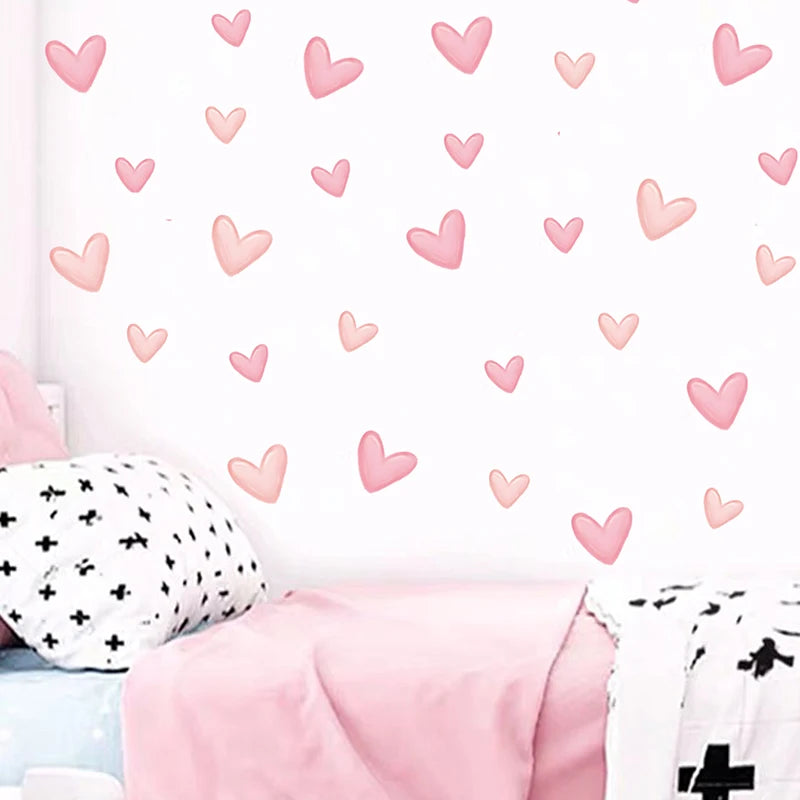 Sweetheart Wall Decals – 60-Piece Pink Heart Stickers, Removable Waterproof PVC for Girls’ Rooms & Play Spaces