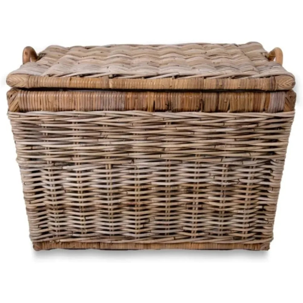 Lift-Off Lid Wicker Storage Basket for Versatile Home Organization and Decor Solutions