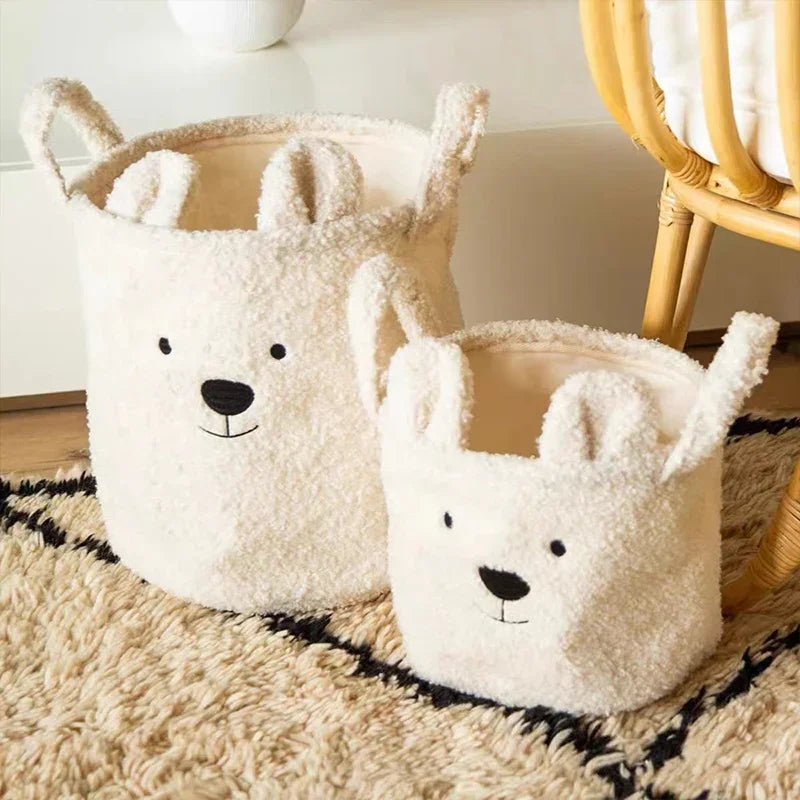 TeddyTote Bear Storage Basket – Super Soft Lambswool Organizer for Toys, Laundry & Nursery Décor