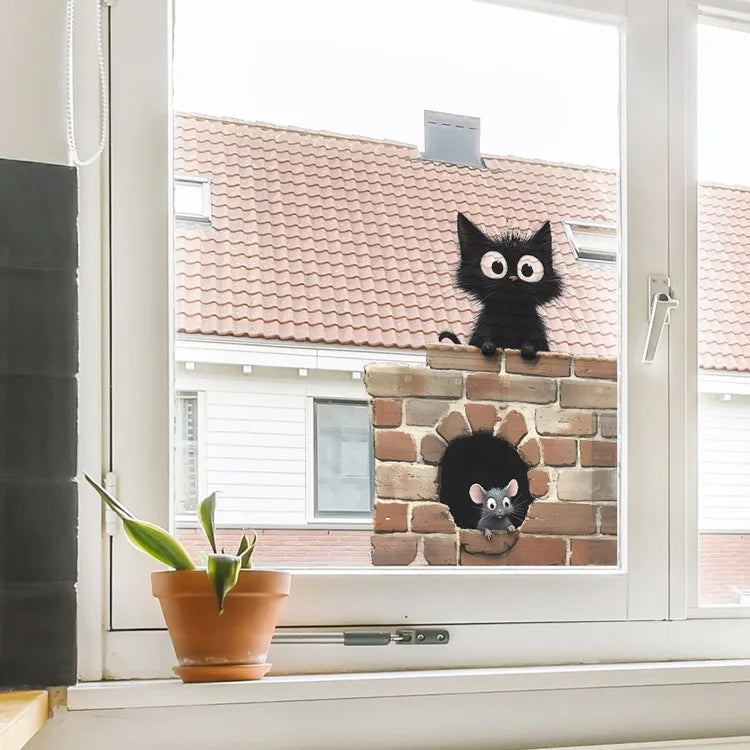 Cartoon Cat & Mouse Wall Sticker – Kids Bedroom & Nursery Wall Décor, Self-Adhesive PVC Decal