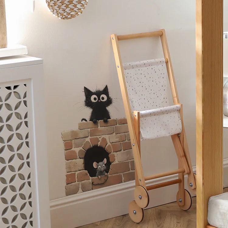 Cartoon Cat & Mouse Wall Sticker – Kids Bedroom & Nursery Wall Décor, Self-Adhesive PVC Decal