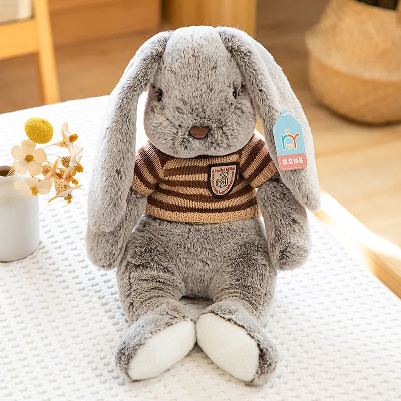 Sweater Buns  Big Ear Bunny Plush – Soft Stuffed Rabbit Dolls in Cozy Knitwear for Girls’ Rooms