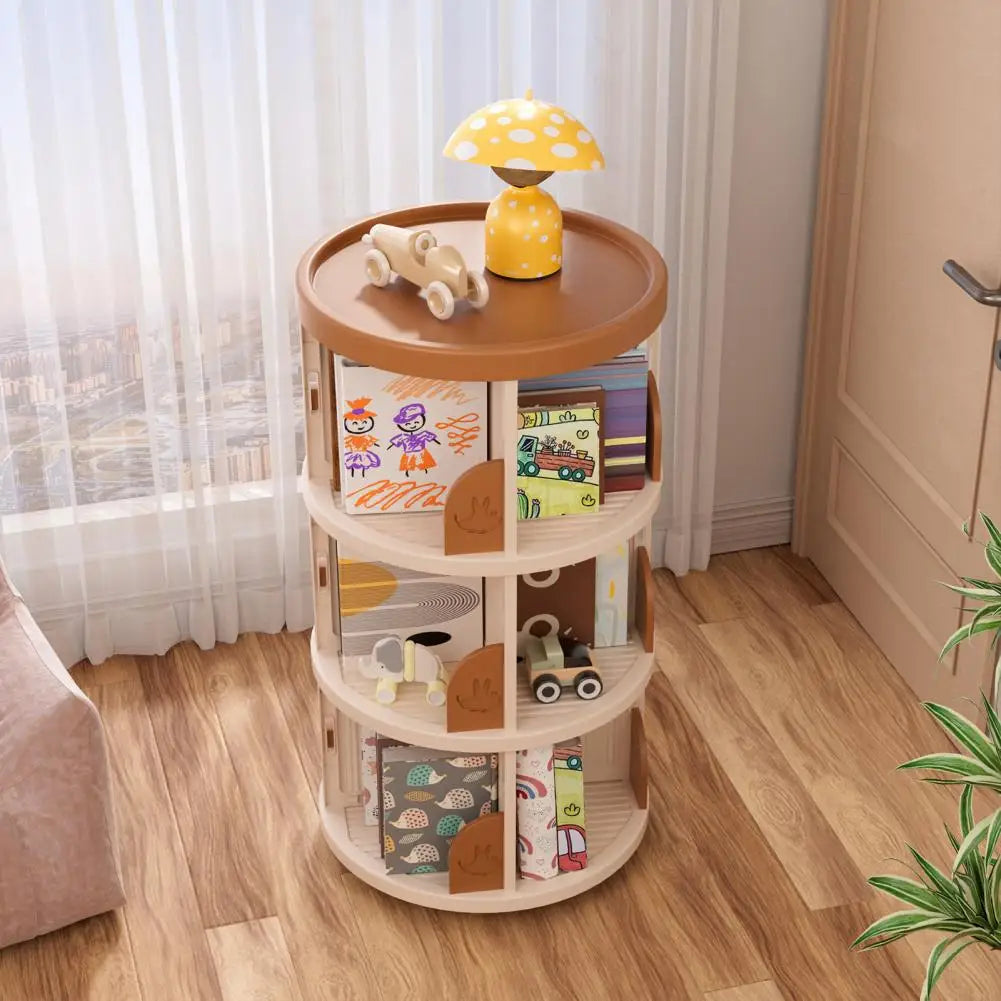 Story Spin: 3-Tier Rotating Bookshelf – Compact Corner Organizer for Kids, Bedrooms & Small Spaces