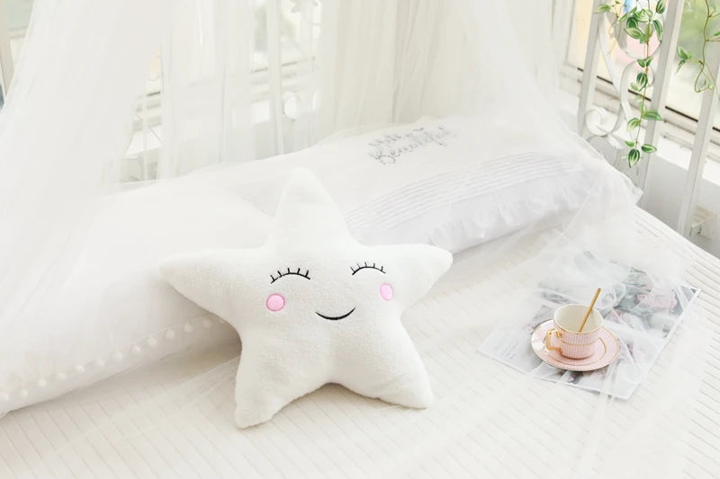 Dreamy Skies Plush Pillow Set – Soft Cloud, Moon, Star & Raindrop Cushions for Kids, Baby Room Decor