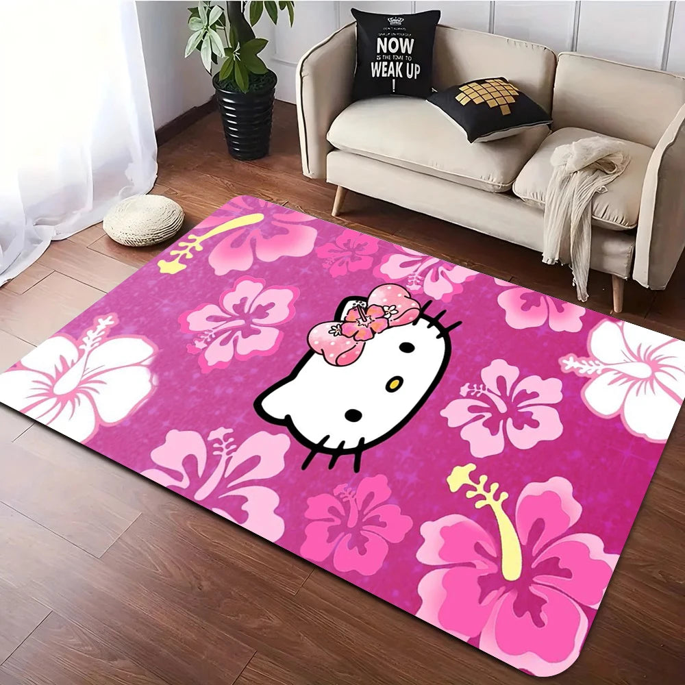 Cozy Kawaii Cat Flannel Mat with Fun Prints