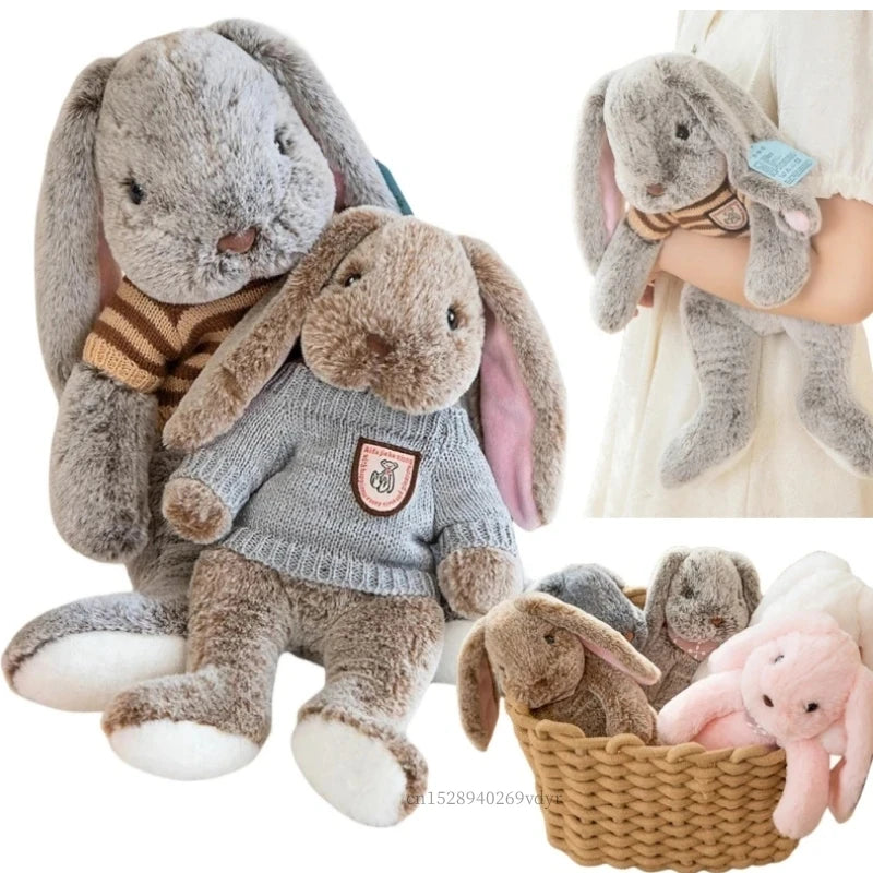 Sweater Buns  Big Ear Bunny Plush – Soft Stuffed Rabbit Dolls in Cozy Knitwear for Girls’ Rooms
