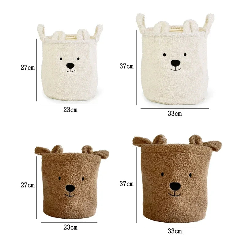 TeddyTote Bear Storage Basket – Super Soft Lambswool Organizer for Toys, Laundry & Nursery Décor