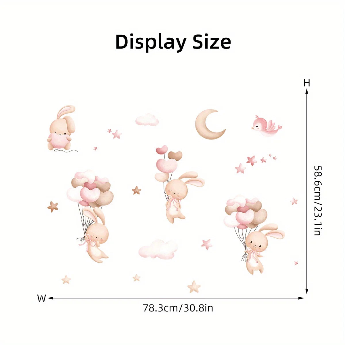 Bunny & Balloons Wall Decal – Removable Cartoon Rabbit Balloon Stickers for Kids’ Rooms & Playrooms