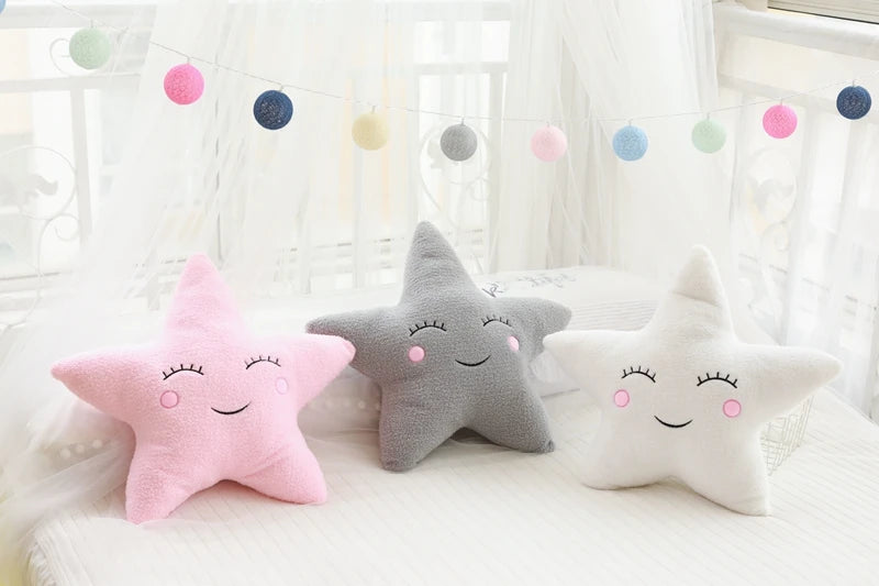 Dreamy Skies Plush Pillow Set – Soft Cloud, Moon, Star & Raindrop Cushions for Kids, Baby Room Decor