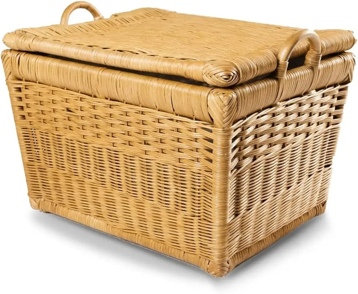 Lift-Off Lid Wicker Storage Basket for Versatile Home Organization and Decor Solutions