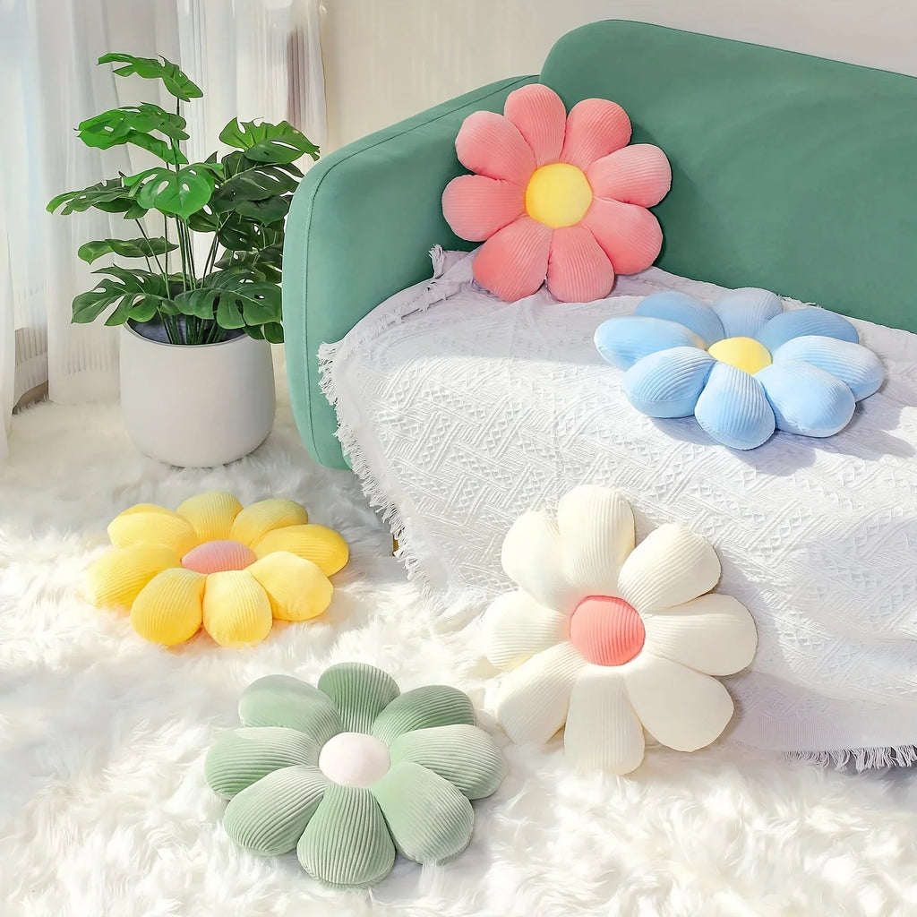 Petal Puff Plush Flower Cushion – Soft Daisy Floor or Seat Pillow