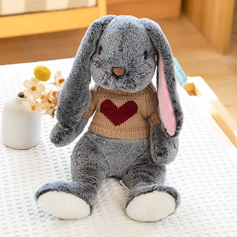 Sweater Buns  Big Ear Bunny Plush – Soft Stuffed Rabbit Dolls in Cozy Knitwear for Girls’ Rooms