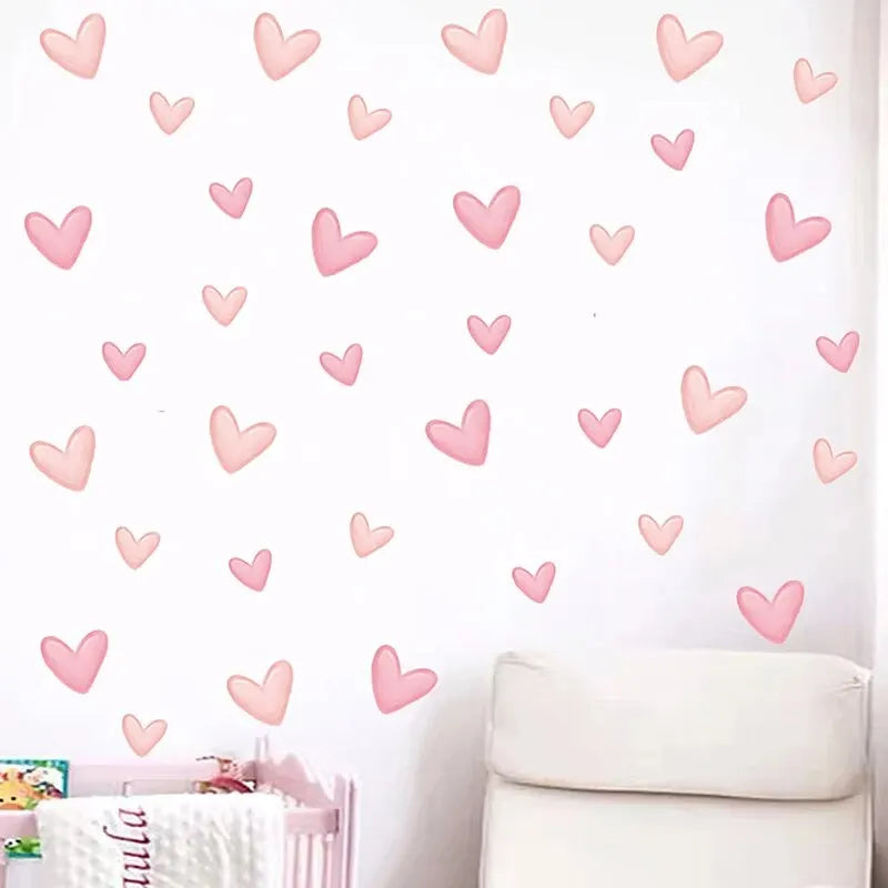 Sweetheart Wall Decals – 60-Piece Pink Heart Stickers, Removable Waterproof PVC for Girls’ Rooms & Play Spaces