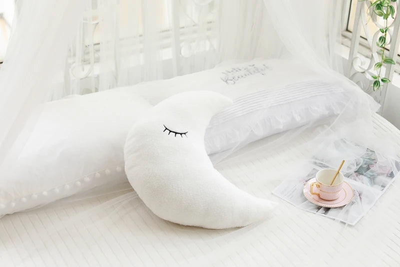 Dreamy Skies Plush Pillow Set – Soft Cloud, Moon, Star & Raindrop Cushions for Kids, Baby Room Decor