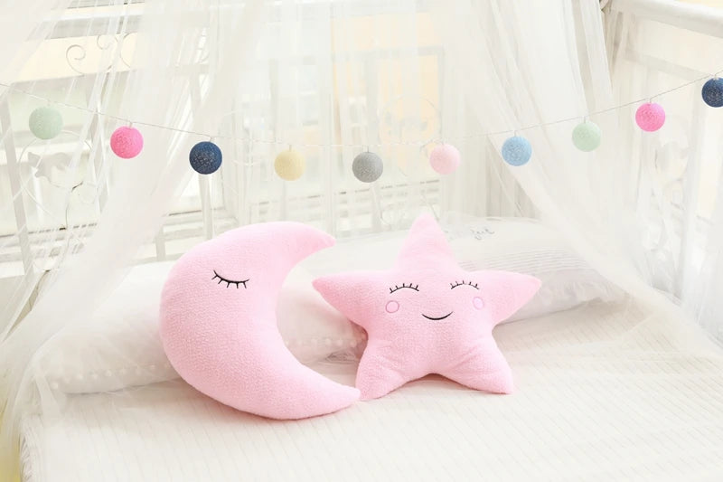 Dreamy Skies Plush Pillow Set – Soft Cloud, Moon, Star & Raindrop Cushions for Kids, Baby Room Decor
