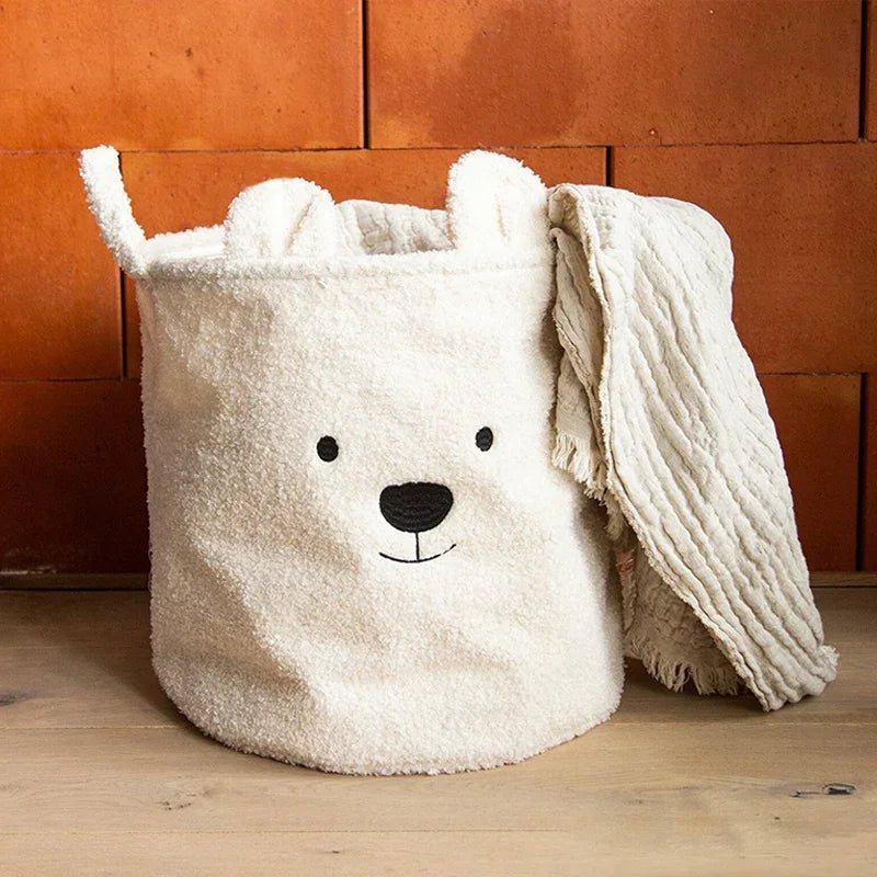 TeddyTote Bear Storage Basket – Super Soft Lambswool Organizer for Toys, Laundry & Nursery Décor