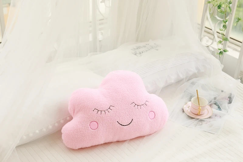 Dreamy Skies Plush Pillow Set – Soft Cloud, Moon, Star & Raindrop Cushions for Kids, Baby Room Decor