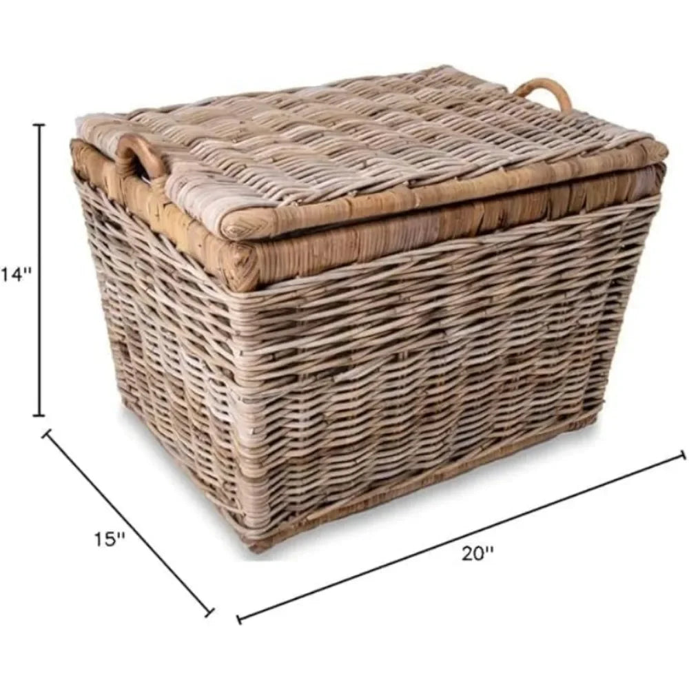 Lift-Off Lid Wicker Storage Basket for Versatile Home Organization and Decor Solutions