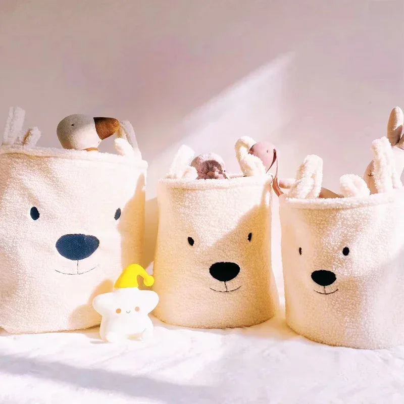 TeddyTote Bear Storage Basket – Super Soft Lambswool Organizer for Toys, Laundry & Nursery Décor