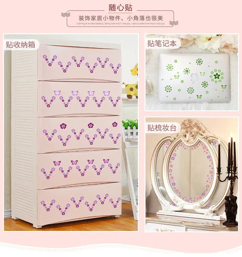 108pcs & 216pcs DIY Flower Wall Stickers – Kids Bedroom, Nursery & Home Décor, Self-Adhesive PVC Decals