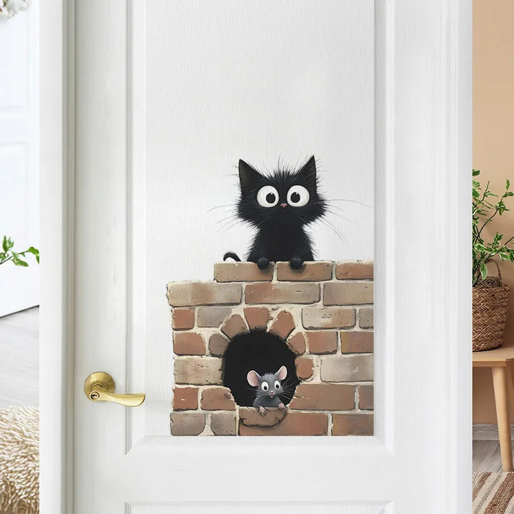 Cartoon Cat & Mouse Wall Sticker – Kids Bedroom & Nursery Wall Décor, Self-Adhesive PVC Decal
