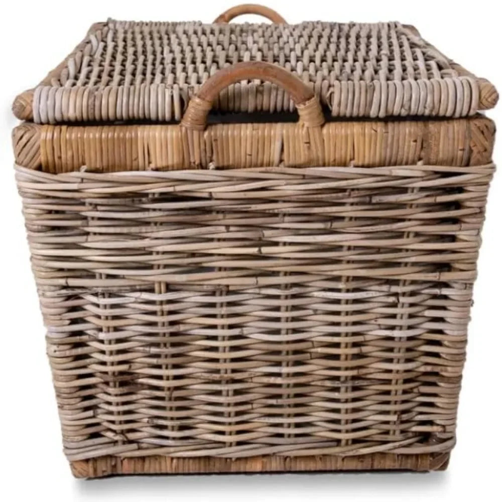 Lift-Off Lid Wicker Storage Basket for Versatile Home Organization and Decor Solutions