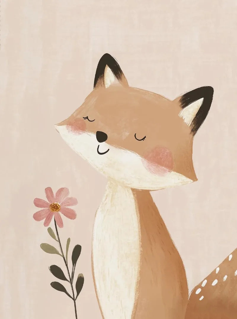 Sugarplum Spaces Nordic Cartoon Animal Canvas Wall Art