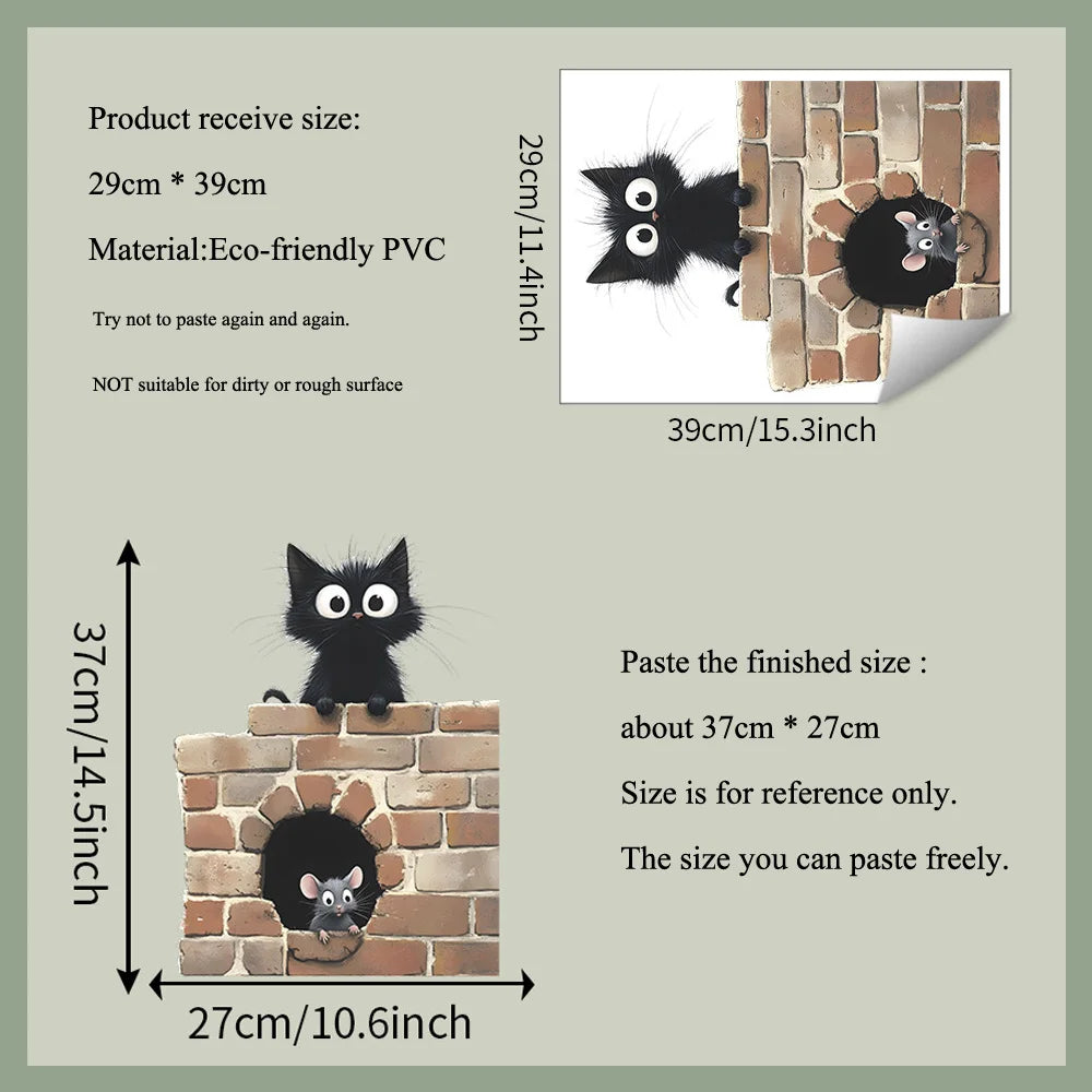 Cartoon Cat & Mouse Wall Sticker – Kids Bedroom & Nursery Wall Décor, Self-Adhesive PVC Decal