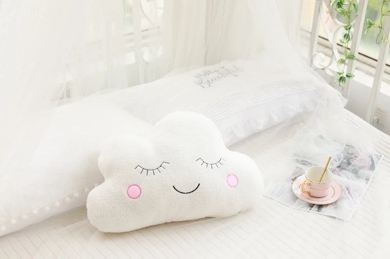 Dreamy Skies Plush Pillow Set – Soft Cloud, Moon, Star & Raindrop Cushions for Kids, Baby Room Decor