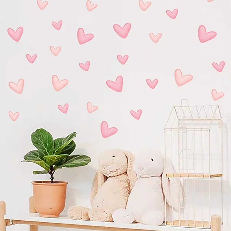 Sweetheart Wall Decals – 60-Piece Pink Heart Stickers, Removable Waterproof PVC for Girls’ Rooms & Play Spaces