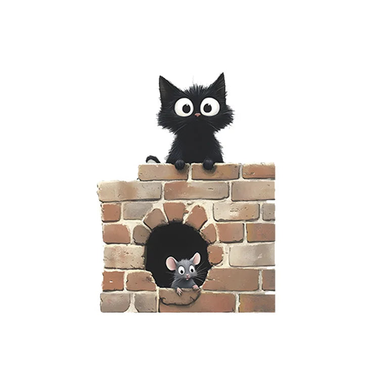 Cartoon Cat & Mouse Wall Sticker – Kids Bedroom & Nursery Wall Décor, Self-Adhesive PVC Decal