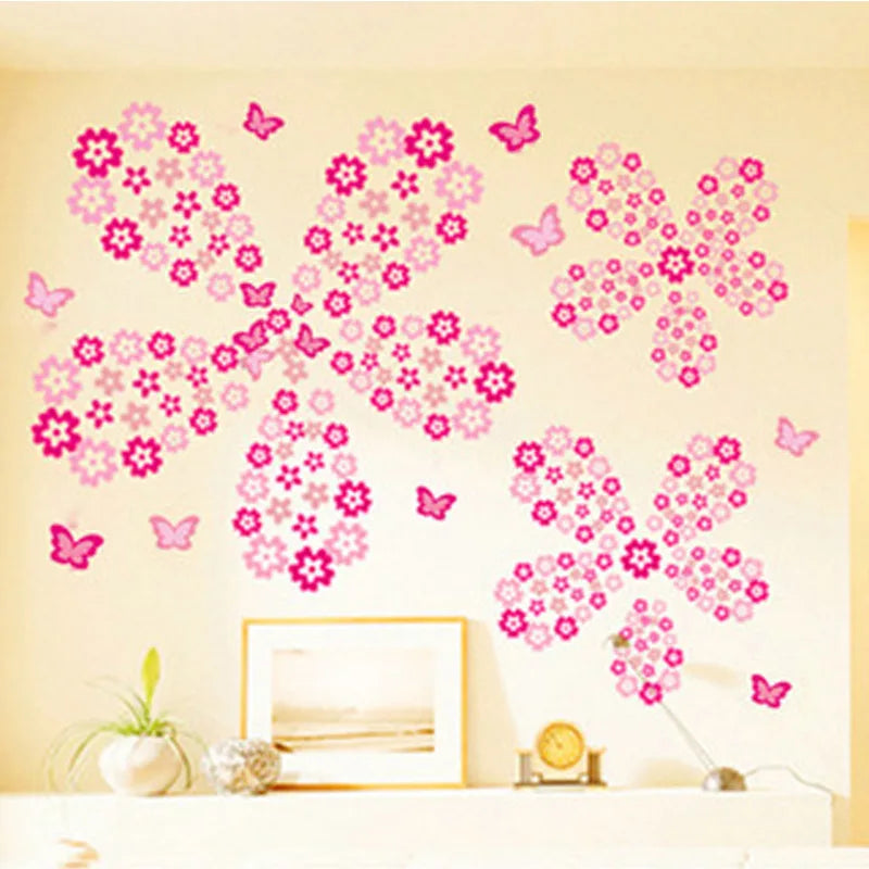 108pcs & 216pcs DIY Flower Wall Stickers – Kids Bedroom, Nursery & Home Décor, Self-Adhesive PVC Decals