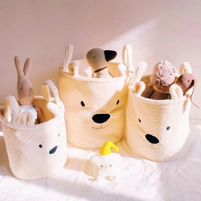 TeddyTote Bear Storage Basket – Super Soft Lambswool Organizer for Toys, Laundry & Nursery Décor
