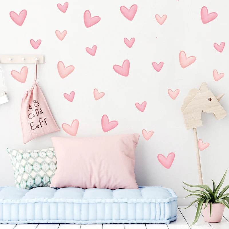 Sweetheart Wall Decals – 60-Piece Pink Heart Stickers, Removable Waterproof PVC for Girls’ Rooms & Play Spaces