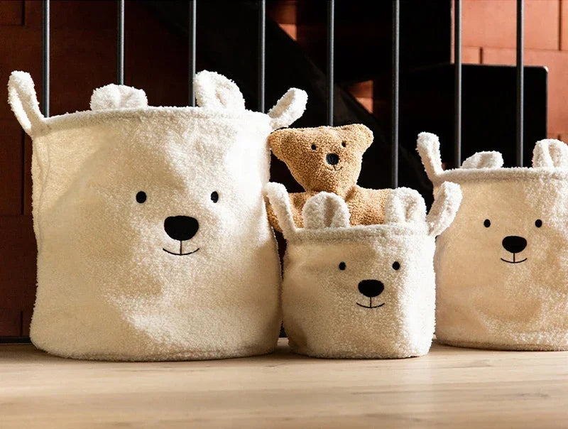 TeddyTote Bear Storage Basket – Super Soft Lambswool Organizer for Toys, Laundry & Nursery Décor