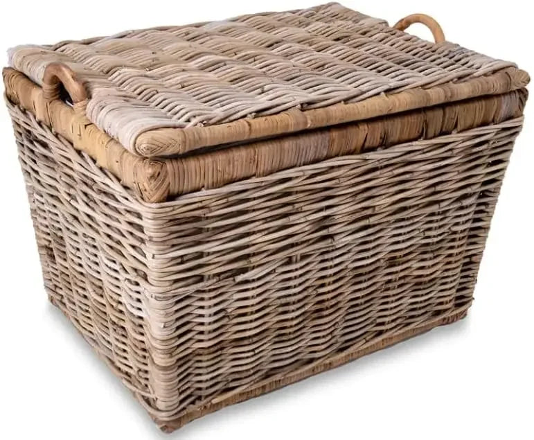 Lift-Off Lid Wicker Storage Basket for Versatile Home Organization and Decor Solutions