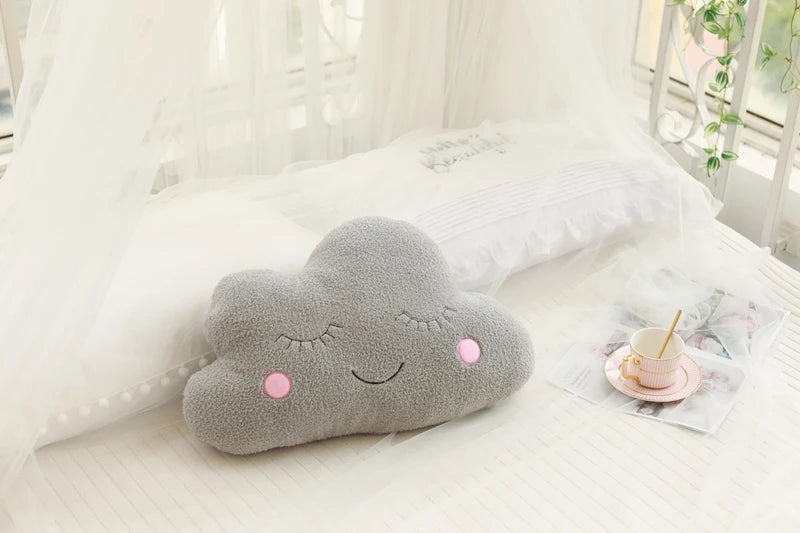Dreamy Skies Plush Pillow Set – Soft Cloud, Moon, Star & Raindrop Cushions for Kids, Baby Room Decor