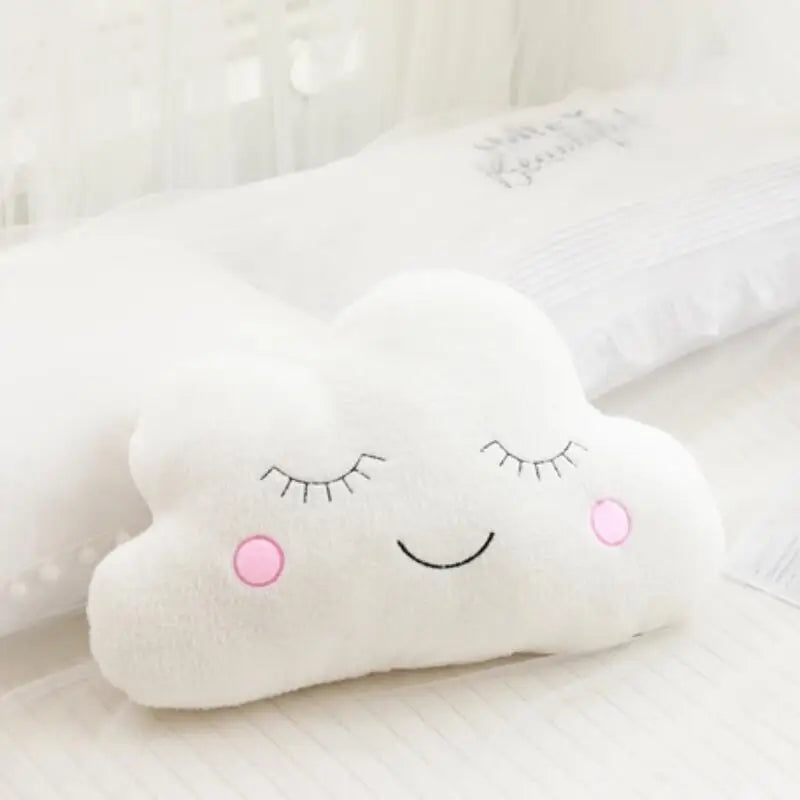 Dreamy Skies Plush Pillow Set – Soft Cloud, Moon, Star & Raindrop Cushions for Kids, Baby Room Decor