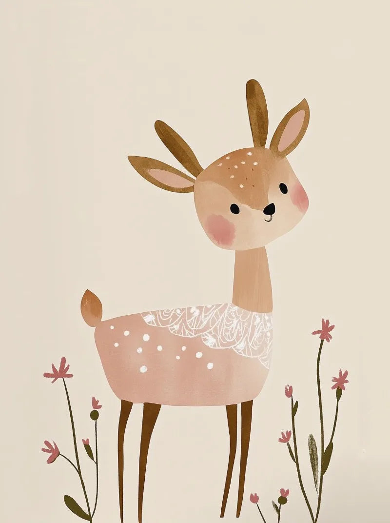 Sugarplum Spaces Nordic Cartoon Animal Canvas Wall Art